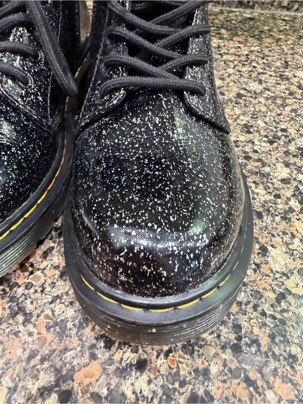 Ladies dr martens 5 Black Glitter Lace-Up Ankle Boots